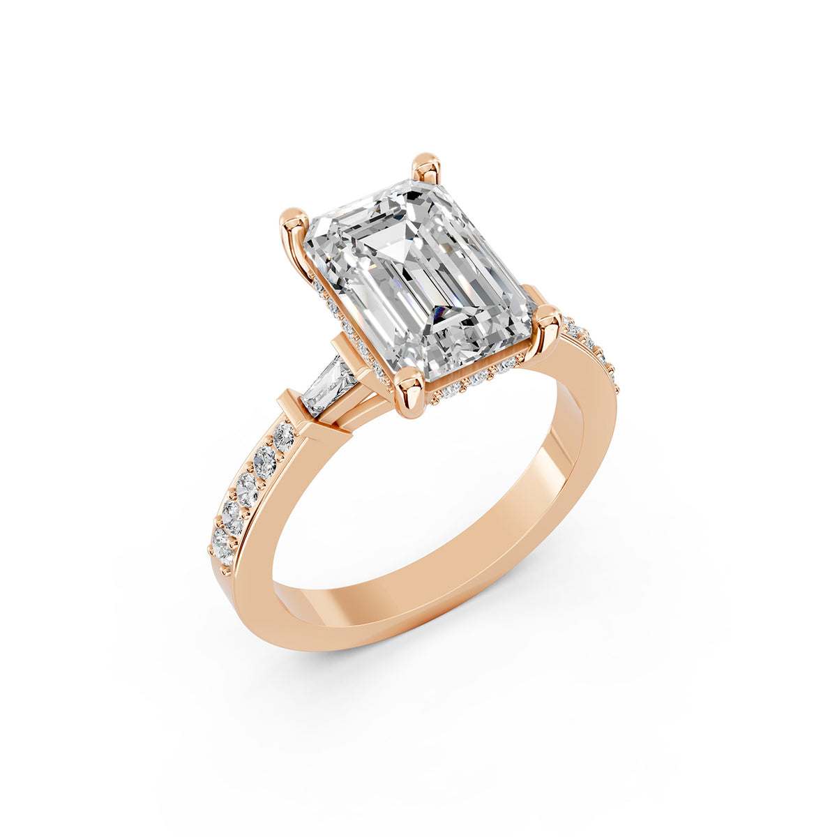 Emerald Cut Lab-Grown Diamond Engagement Ring