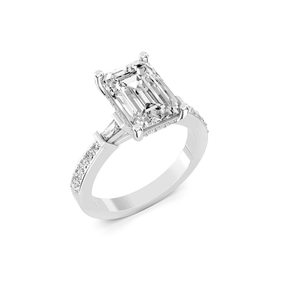 Emerald Cut Lab-Grown Diamond Engagement Ring