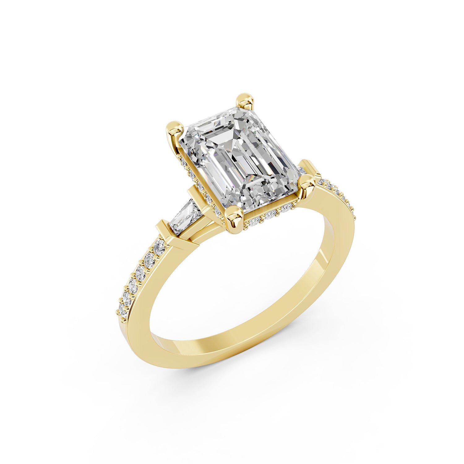 Emerald Cut Lab-Grown Diamond Engagement Ring