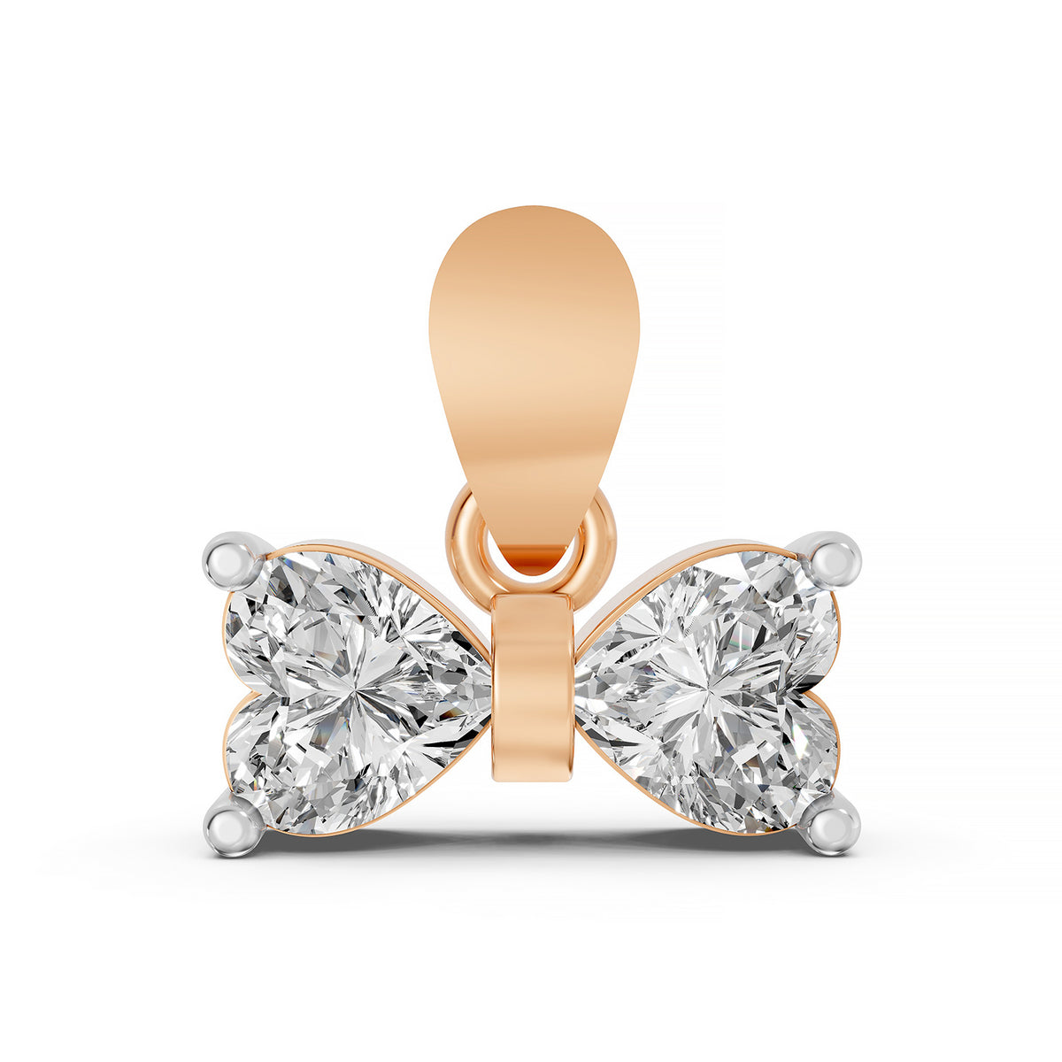 14K Yellow Gold Diamond Bow Pendant