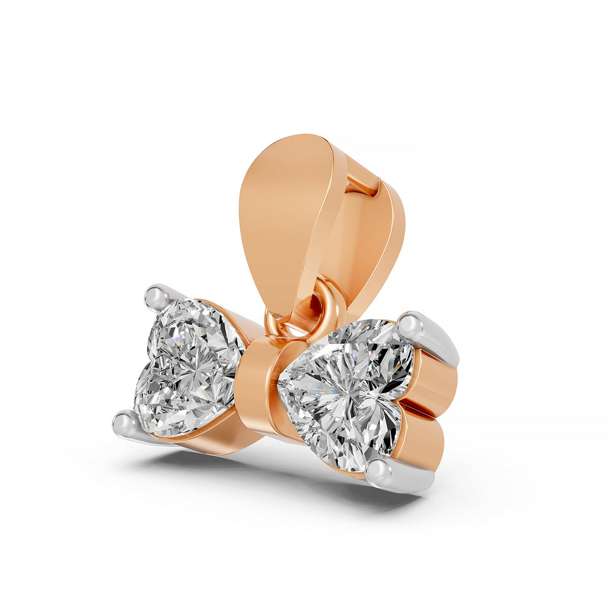 14K Yellow Gold Diamond Bow Pendant