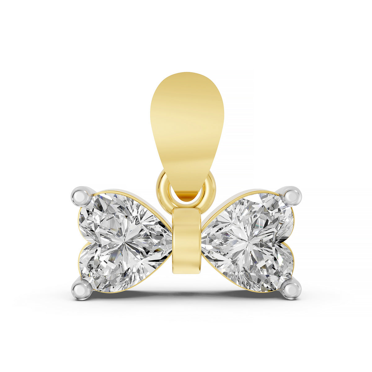 14K Yellow Gold Diamond Bow Pendant