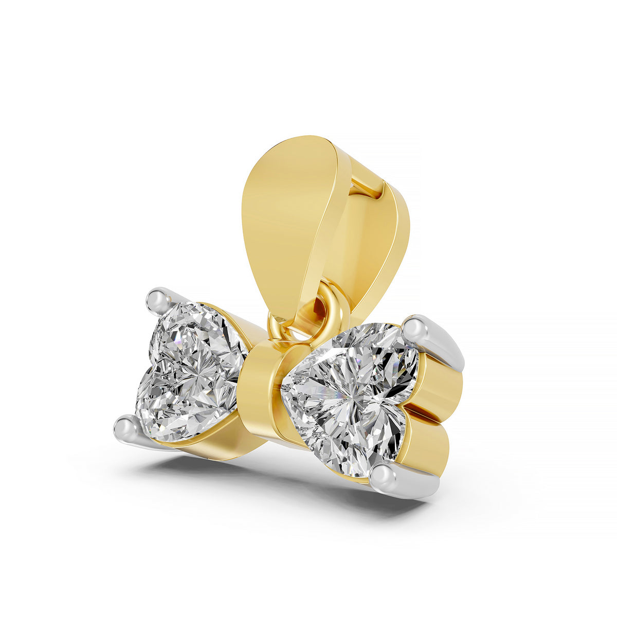 14K Yellow Gold Diamond Bow Pendant