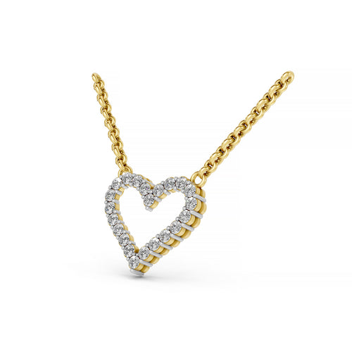 14K Yellow Gold Diamond Heart Necklace