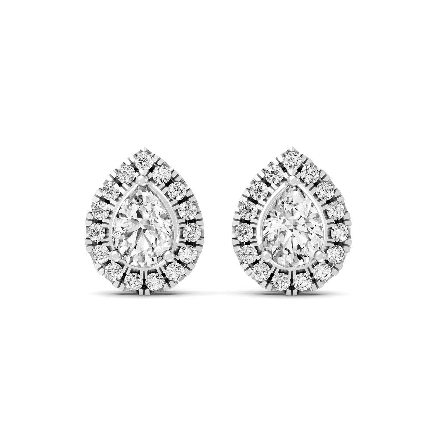 Pear Halo Lab-Grown Diamond Stud Earrings