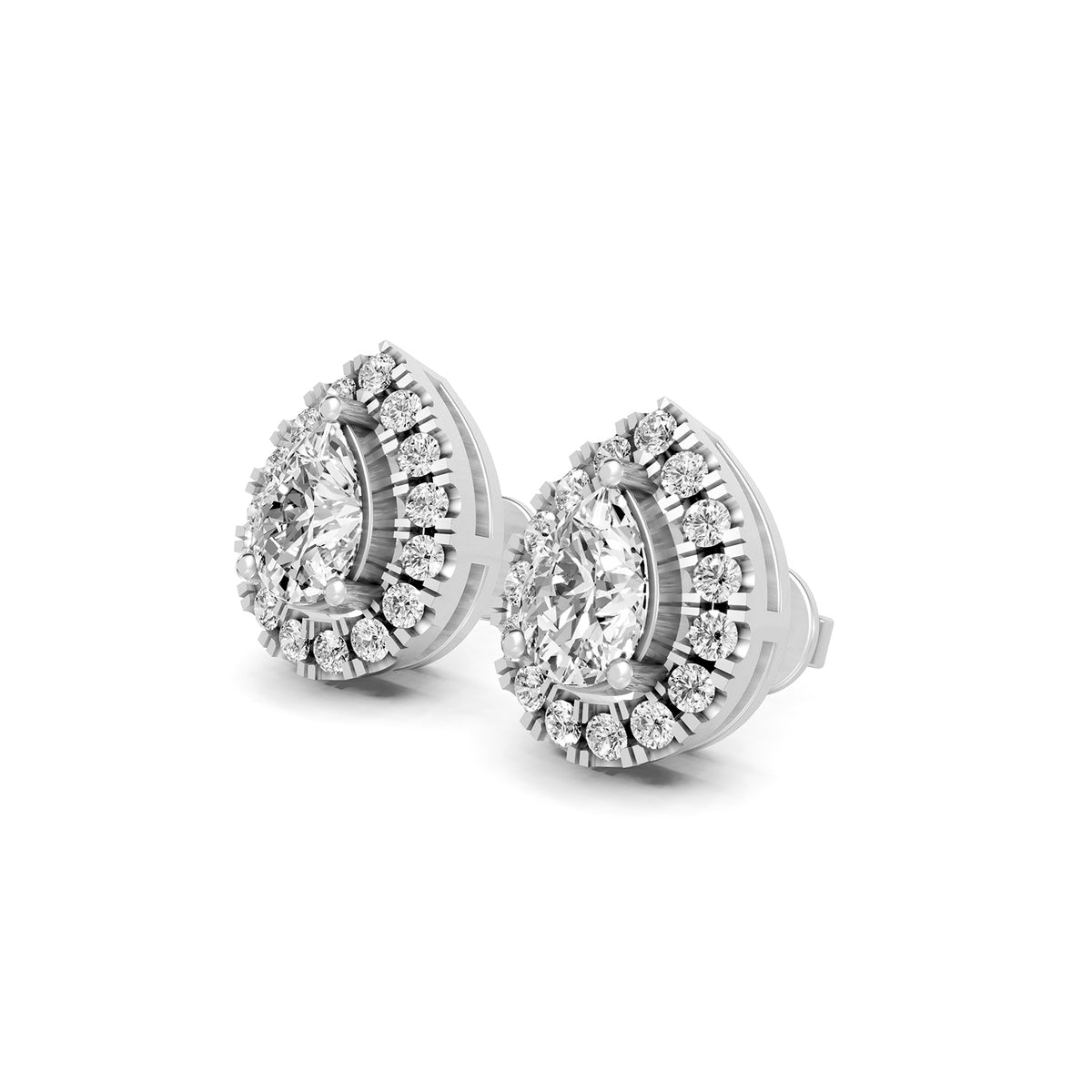Pear Halo Lab-Grown Diamond Stud Earrings