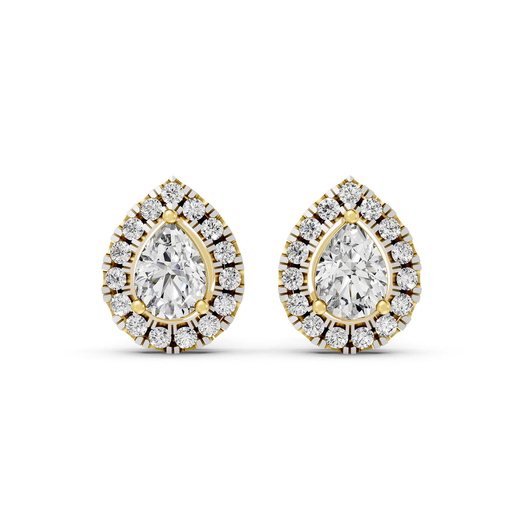 Pear Halo Lab-Grown Diamond Stud Earrings