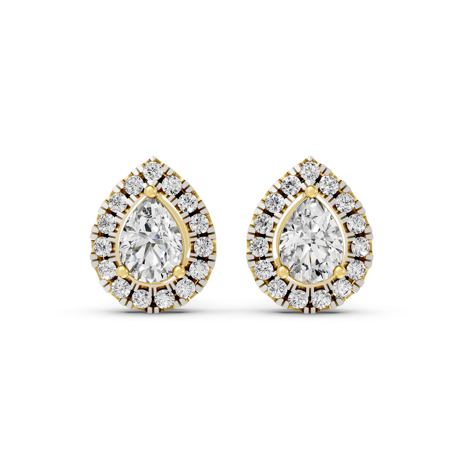 Pear Halo Lab-Grown Diamond Stud Earrings