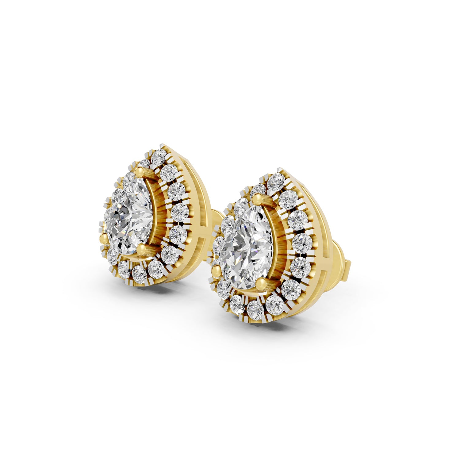 Pear Halo Lab-Grown Diamond Stud Earrings