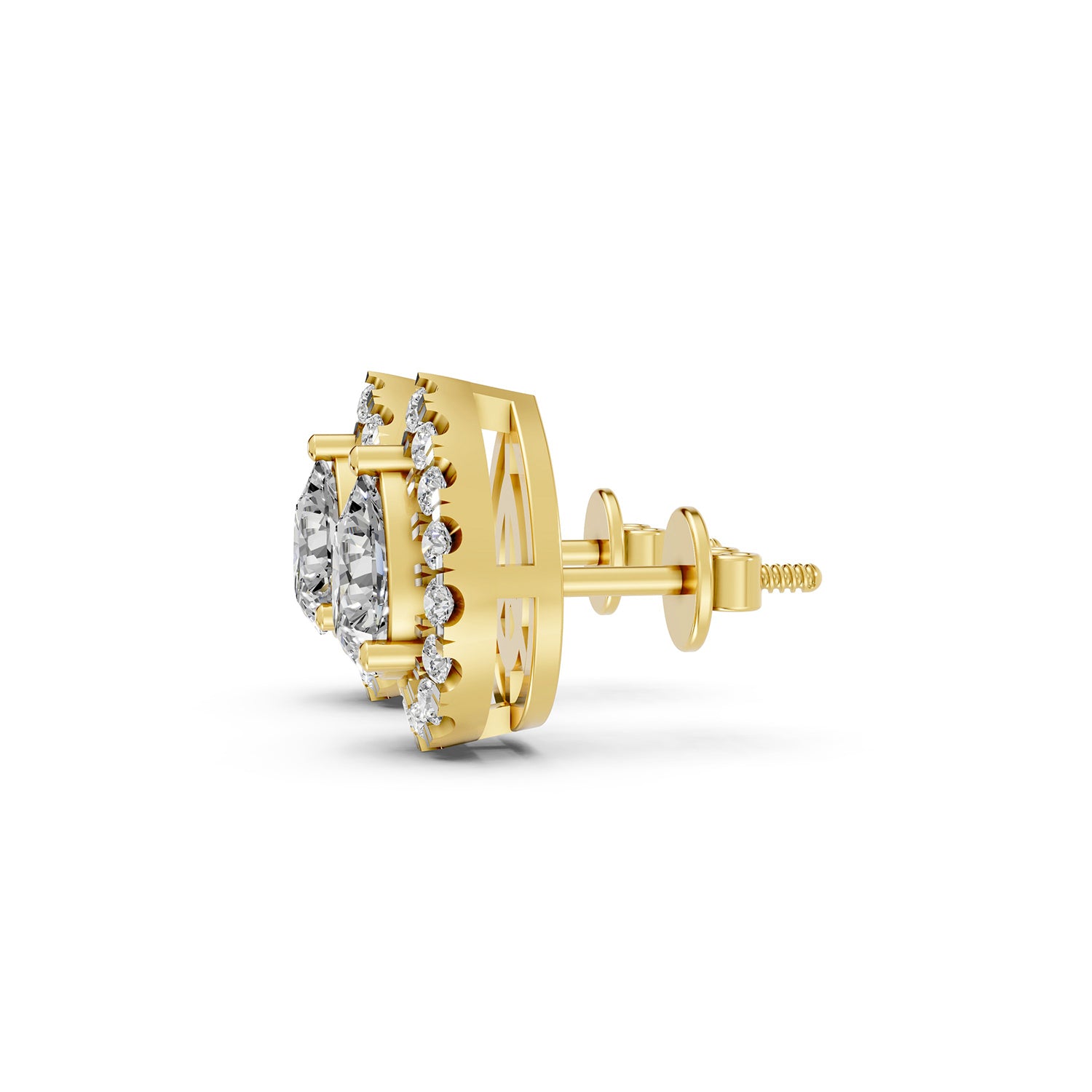 Pear Halo Lab-Grown Diamond Stud Earrings