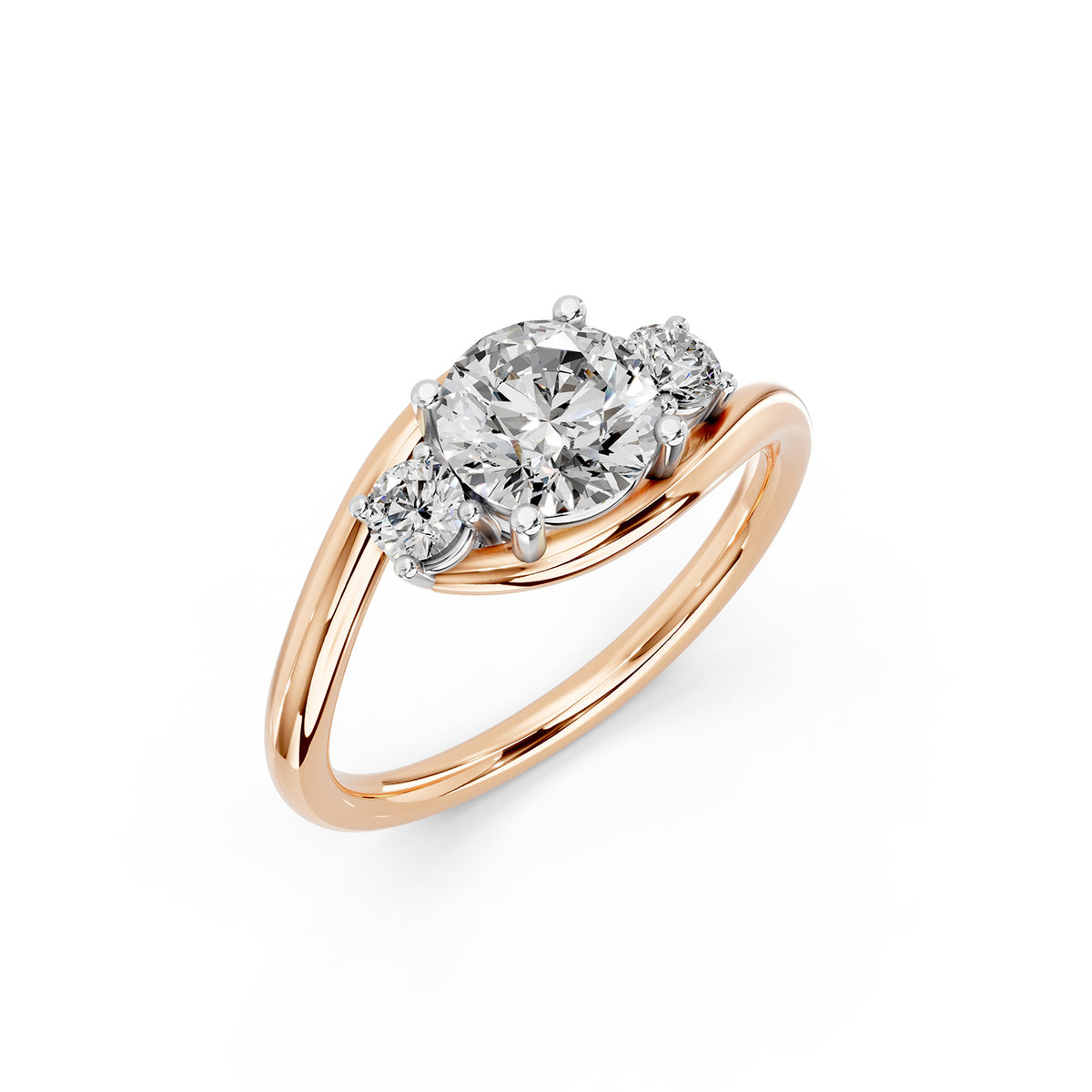 Round Cut Three-Stone Lab-Grown Diamond Ring