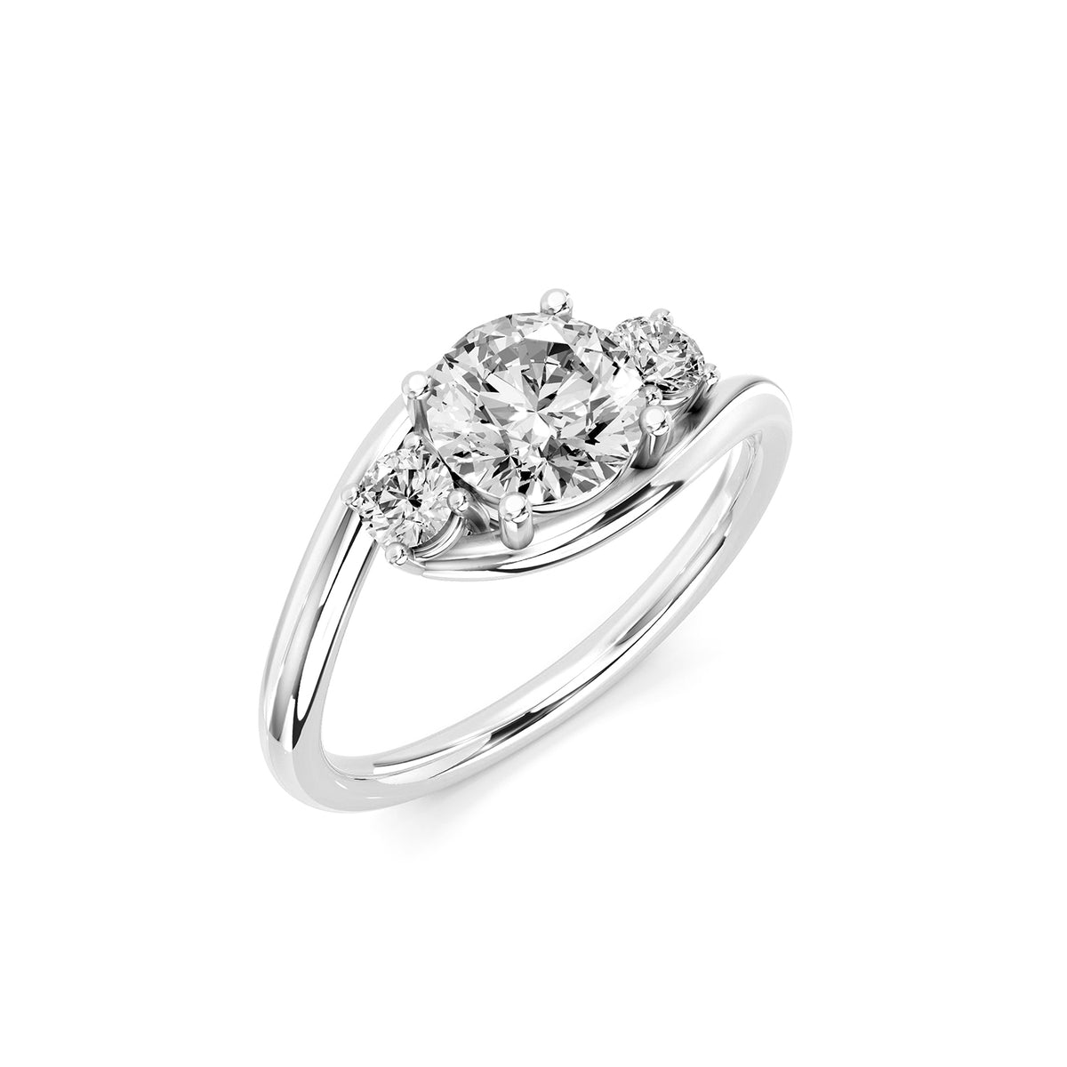 Round Cut Three-Stone Lab-Grown Diamond Ring
