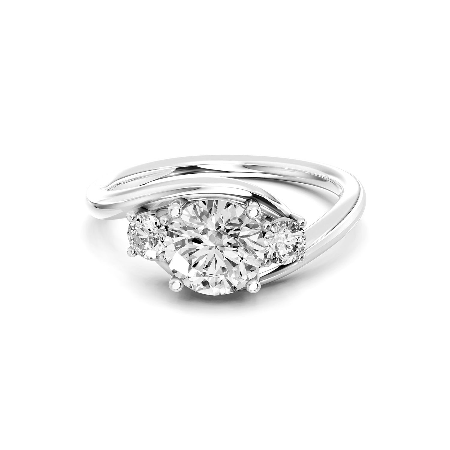 Round Cut Three-Stone Lab-Grown Diamond Ring