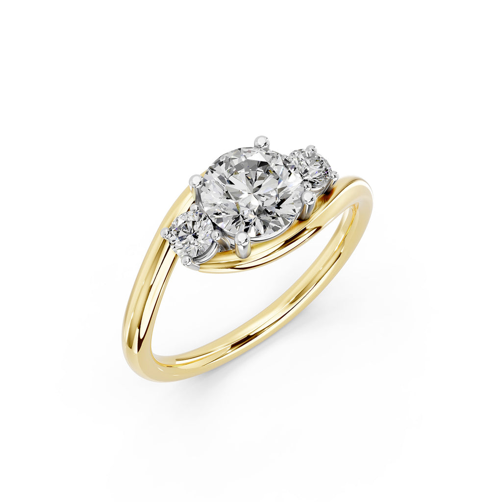 Round Cut Three-Stone Lab-Grown Diamond Ring