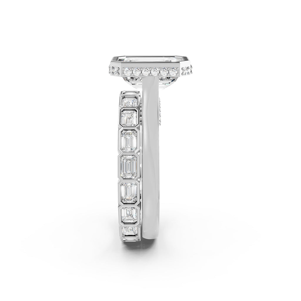 Emerald Cut Lab-Grown Diamond Bridal Ring Set