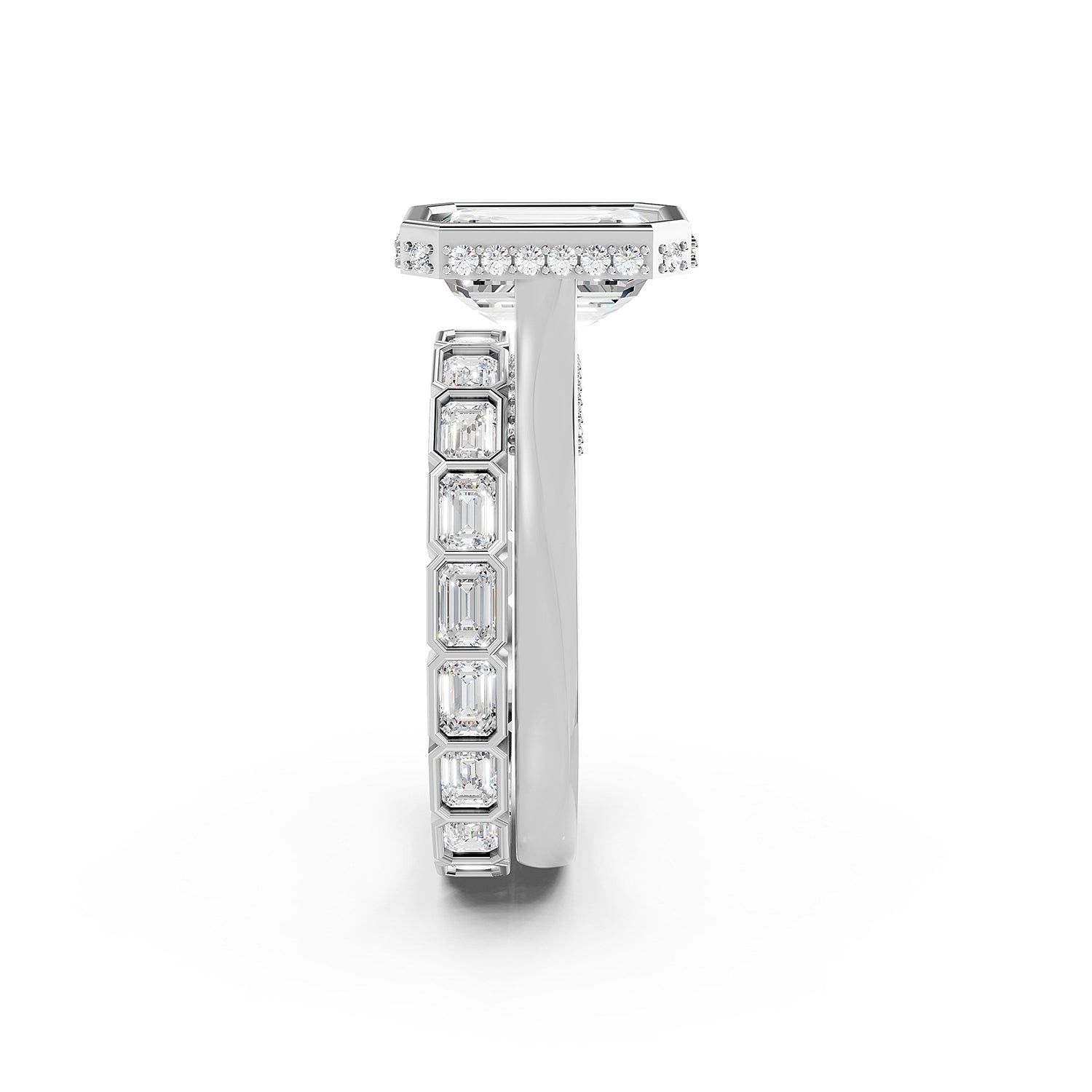 Emerald Cut Lab-Grown Diamond Bridal Ring Set