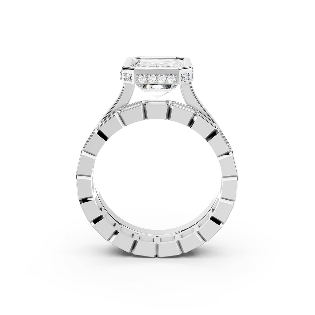 Emerald Cut Lab-Grown Diamond Bridal Ring Set