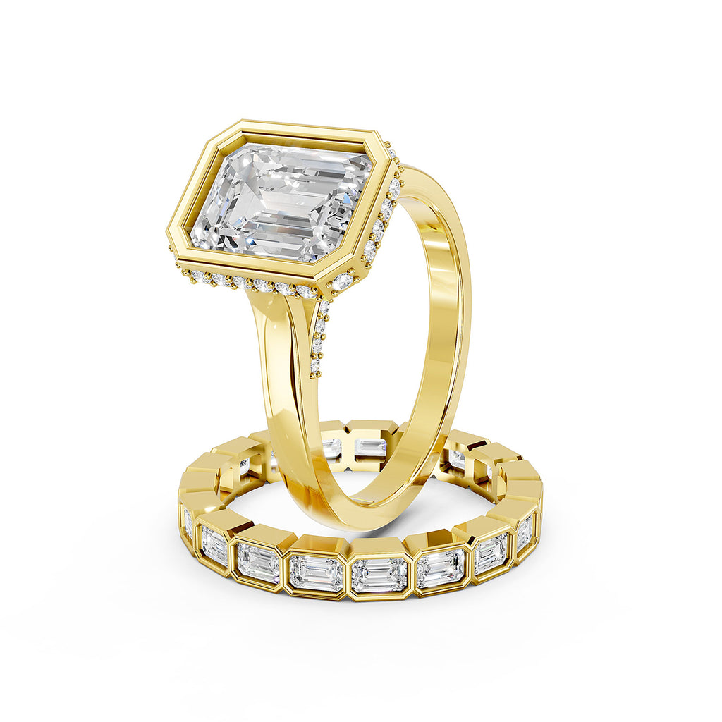 Emerald Cut Lab-Grown Diamond Bridal Ring Set