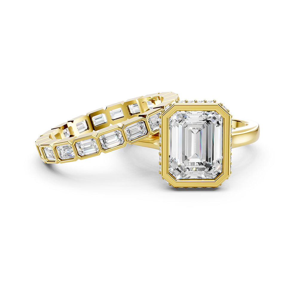 Emerald Cut Lab-Grown Diamond Bridal Ring Set