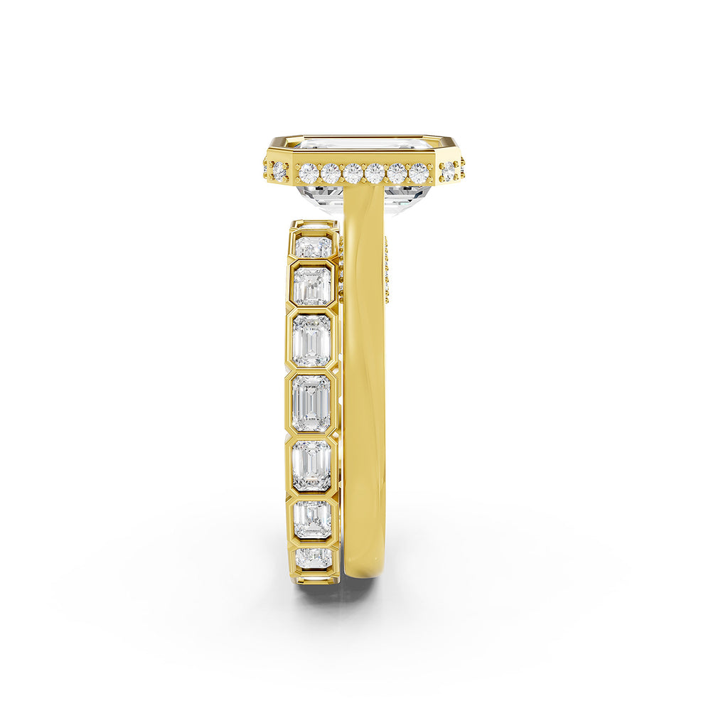 Emerald Cut Lab-Grown Diamond Bridal Ring Set