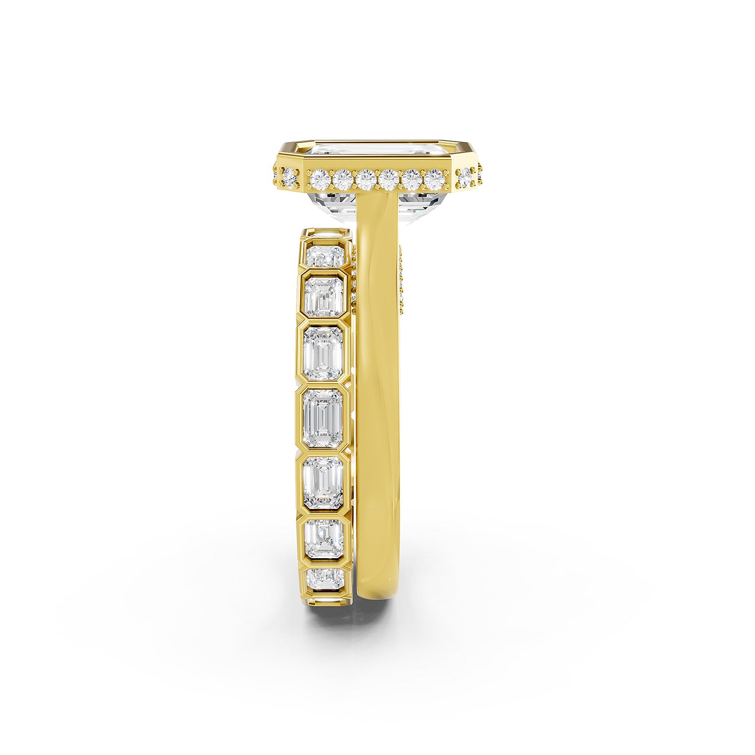 Emerald Cut Lab-Grown Diamond Bridal Ring Set