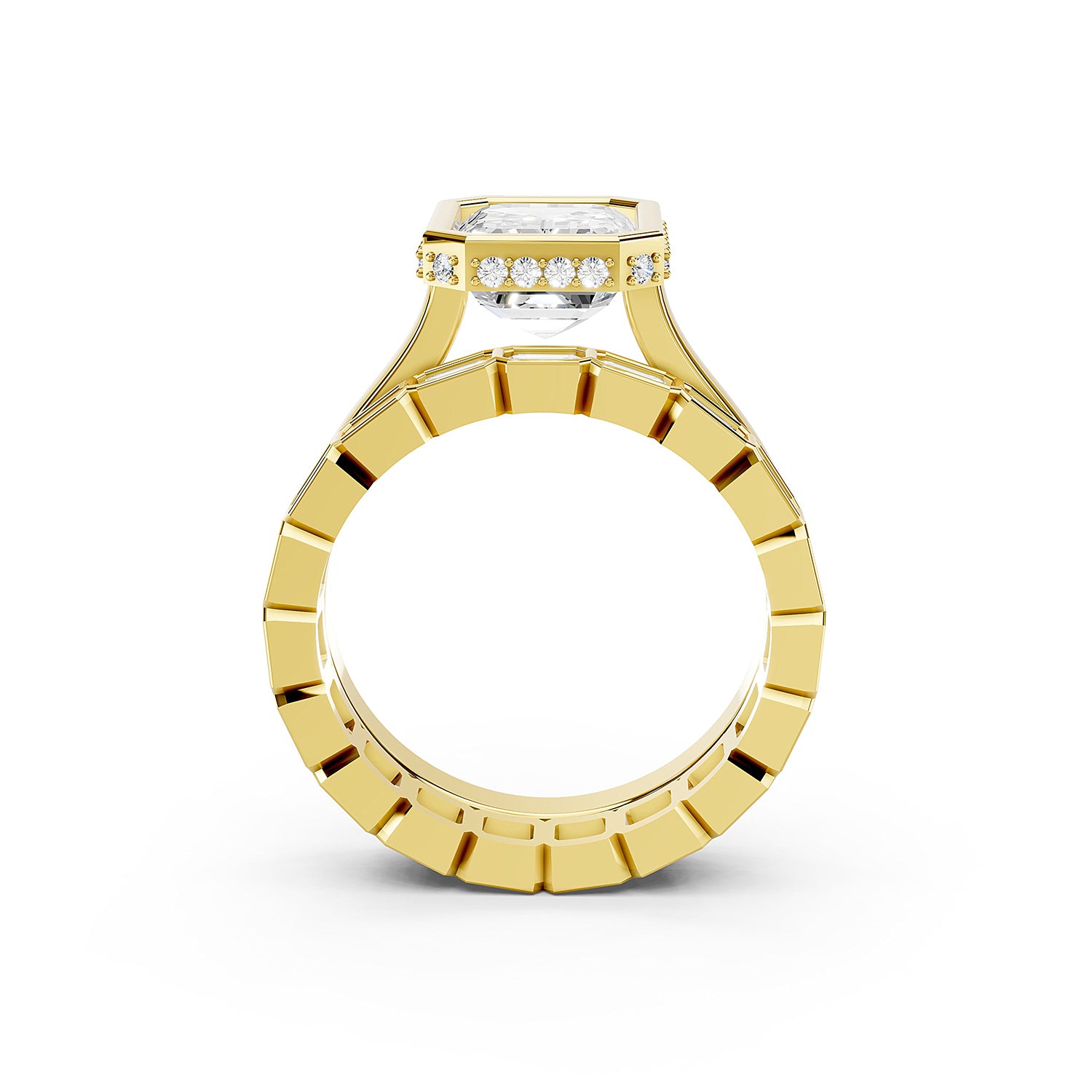 Emerald Cut Lab-Grown Diamond Bridal Ring Set
