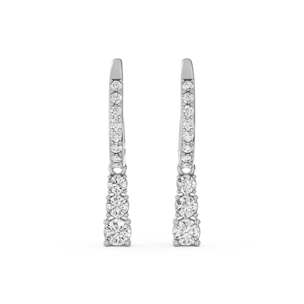 Round Lab-Grown Diamond Drop Hoop Earrings