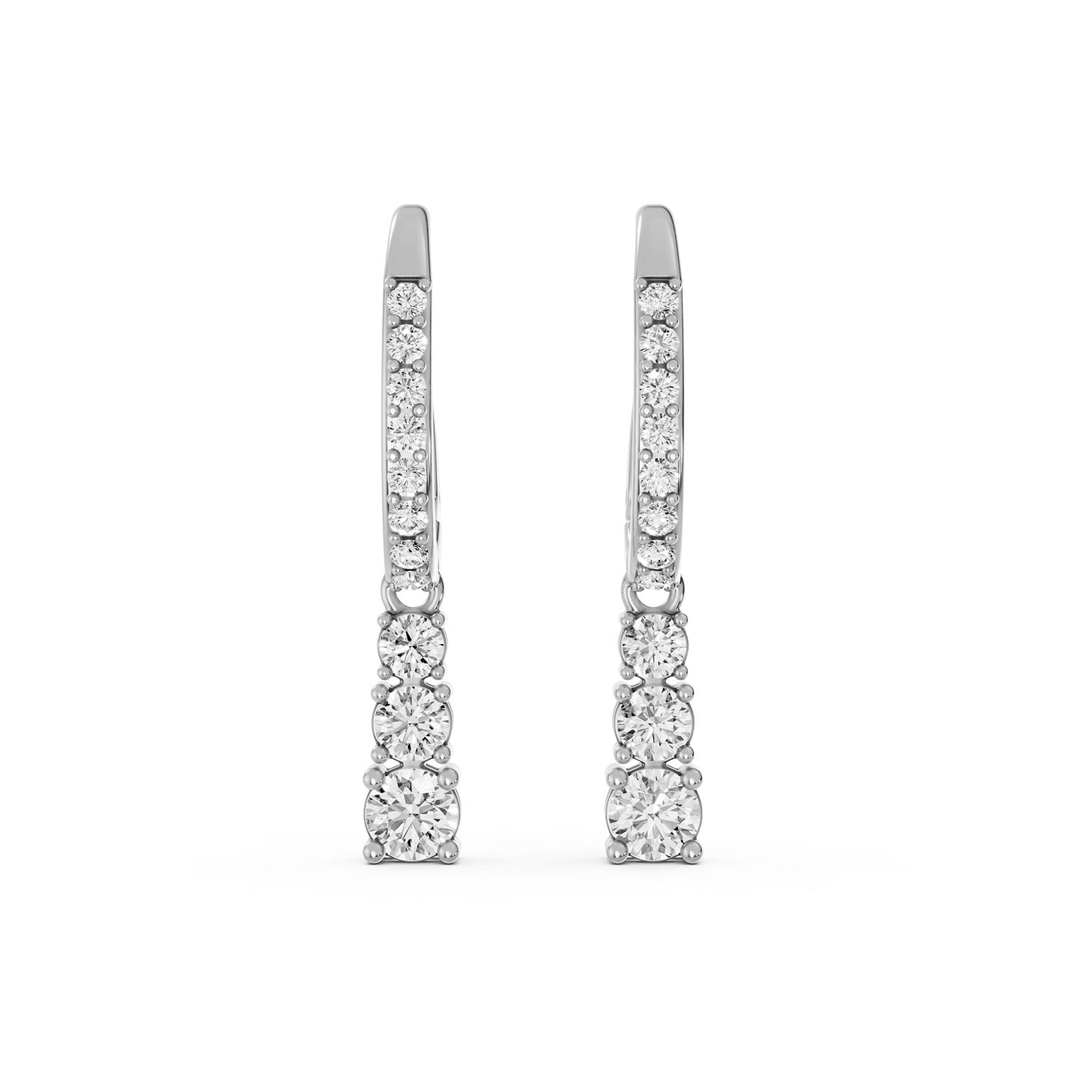 Round Lab-Grown Diamond Drop Hoop Earrings