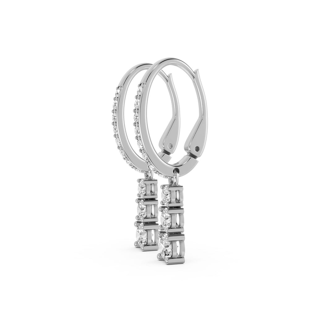 Round Lab-Grown Diamond Drop Hoop Earrings