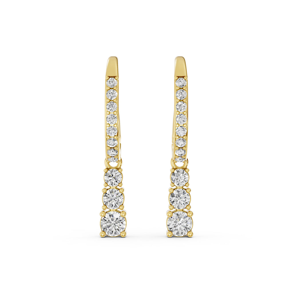 Round Lab-Grown Diamond Drop Hoop Earrings