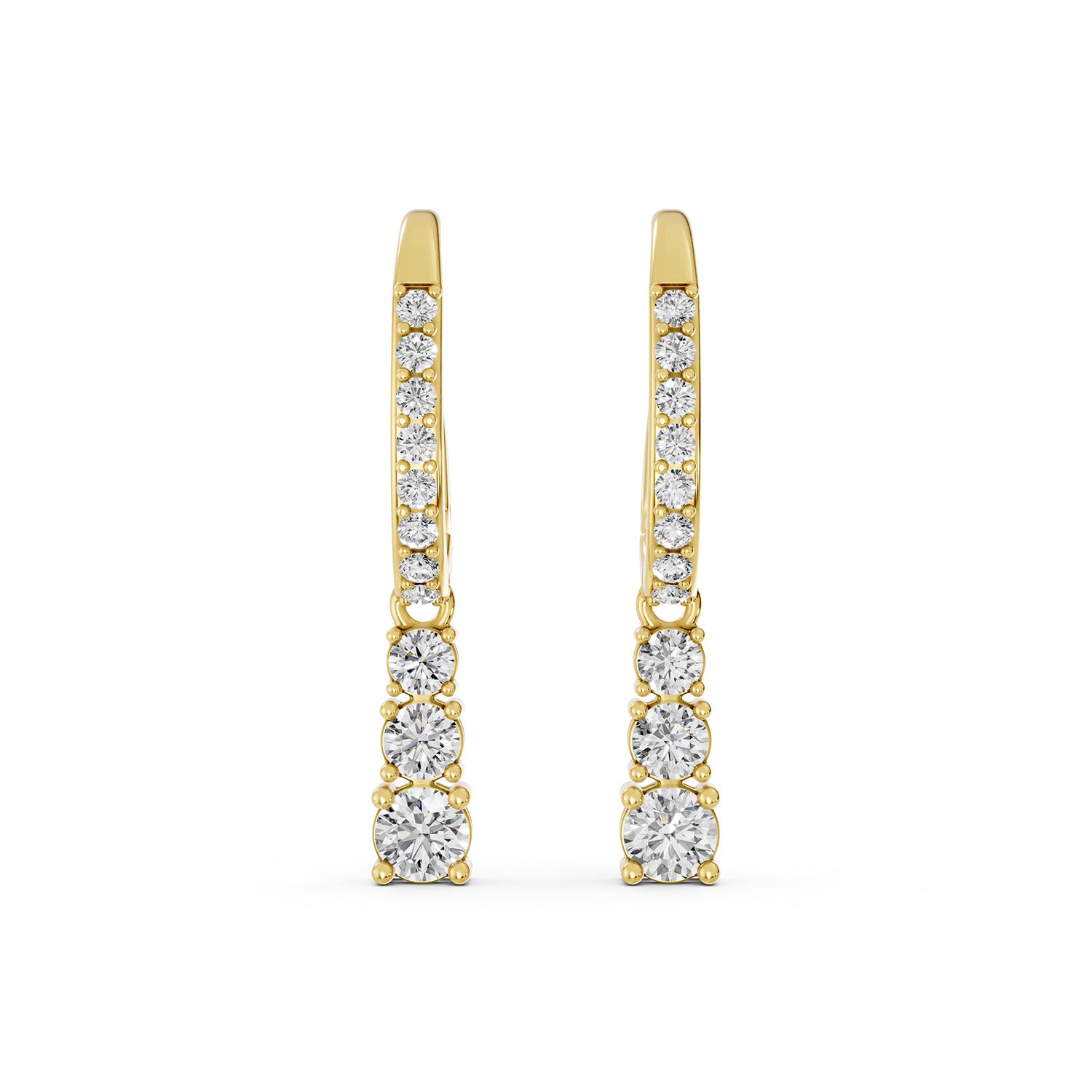 Round Lab-Grown Diamond Drop Hoop Earrings
