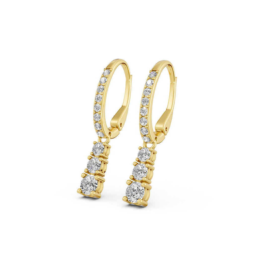 Round Lab-Grown Diamond Drop Hoop Earrings