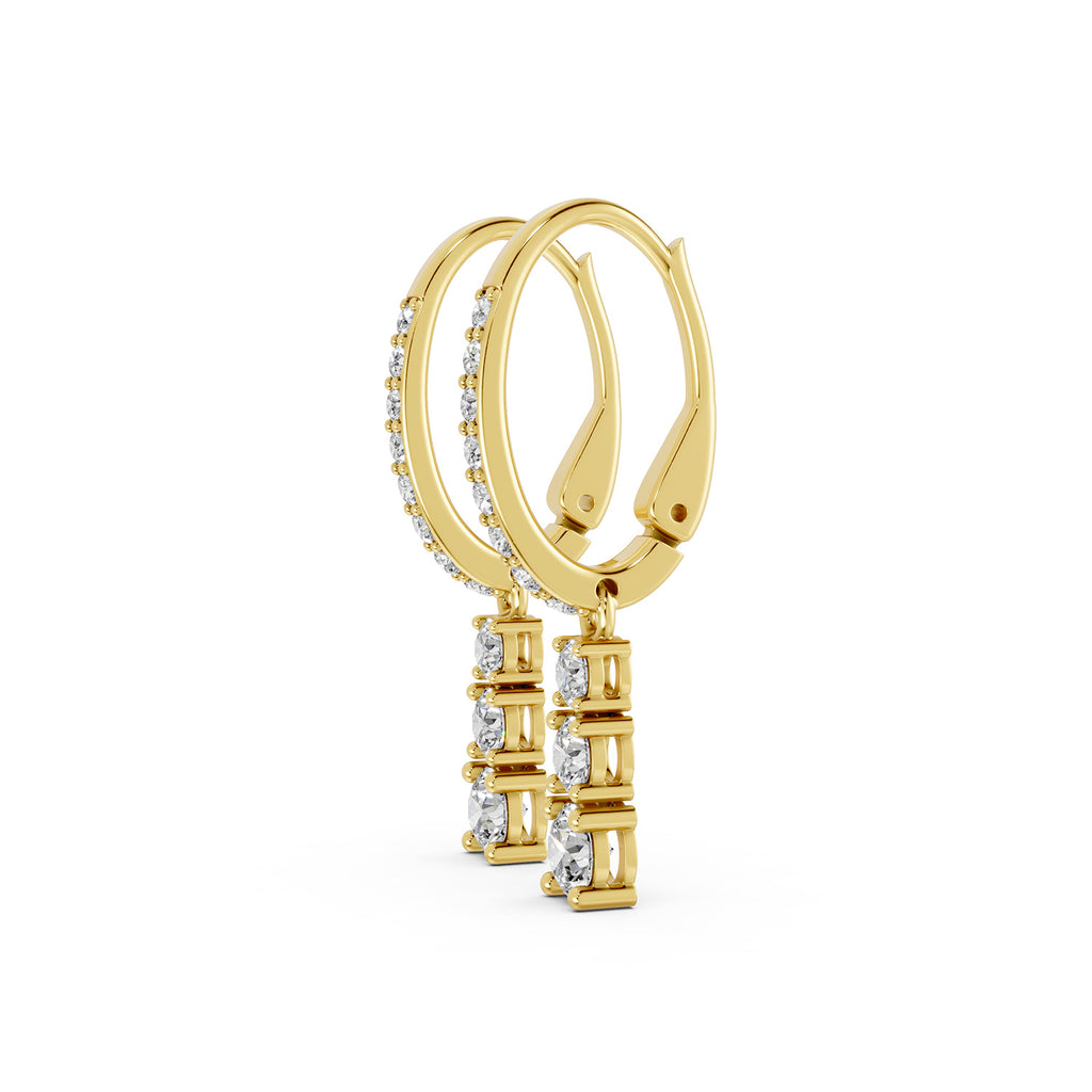 Round Lab-Grown Diamond Drop Hoop Earrings