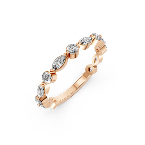 Alternating Marquise &amp; Round Lab-Grown Diamond Band Ring