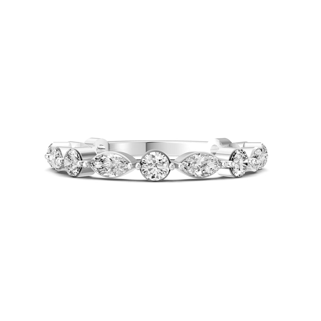 Alternating Marquise &amp; Round Lab-Grown Diamond Band Ring