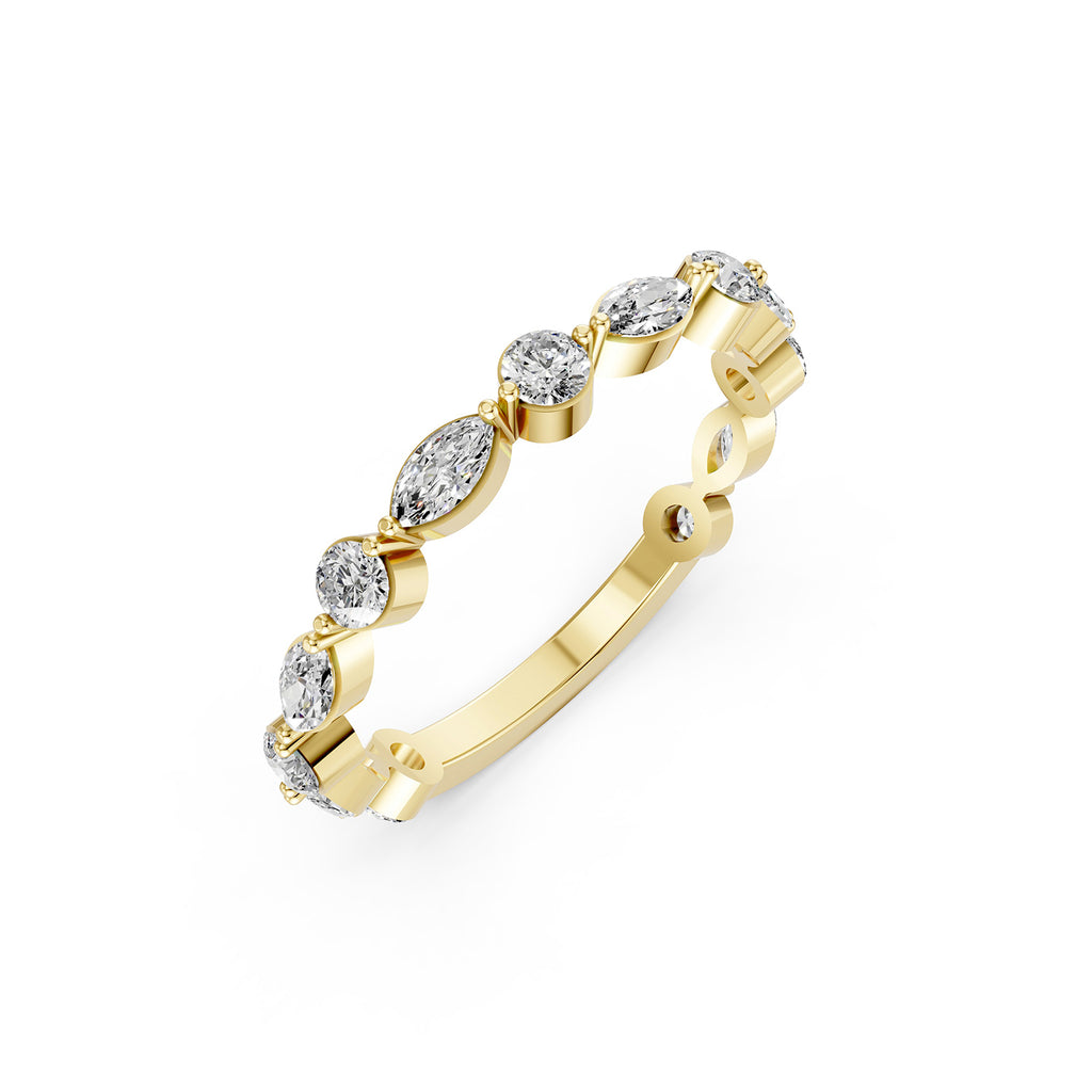 Alternating Marquise &amp; Round Lab-Grown Diamond Band Ring