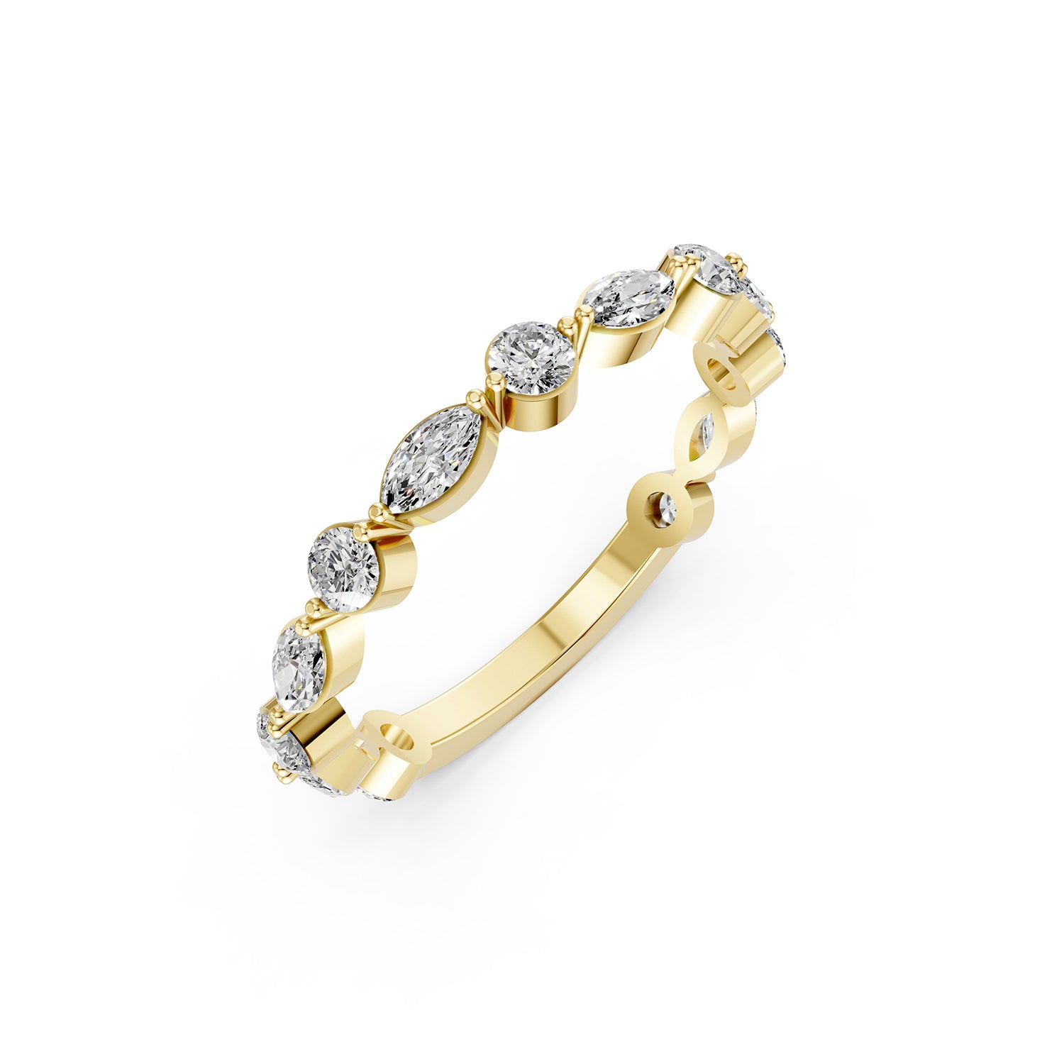 Alternating Marquise &amp; Round Lab-Grown Diamond Band Ring