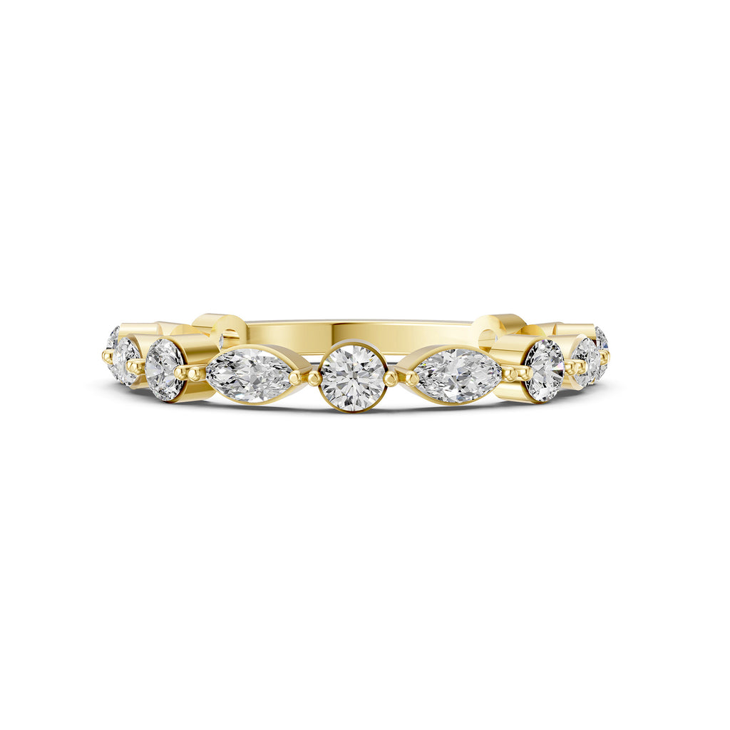 Alternating Marquise &amp; Round Lab-Grown Diamond Band Ring