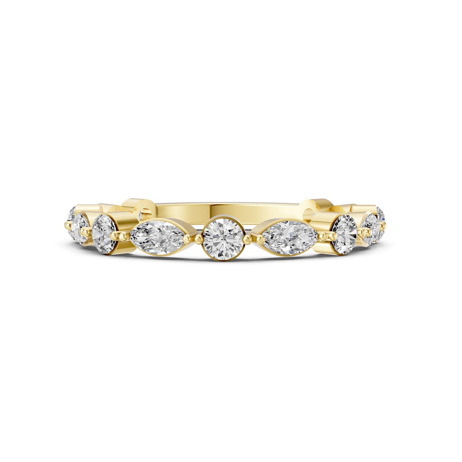 Alternating Marquise &amp; Round Lab-Grown Diamond Band Ring