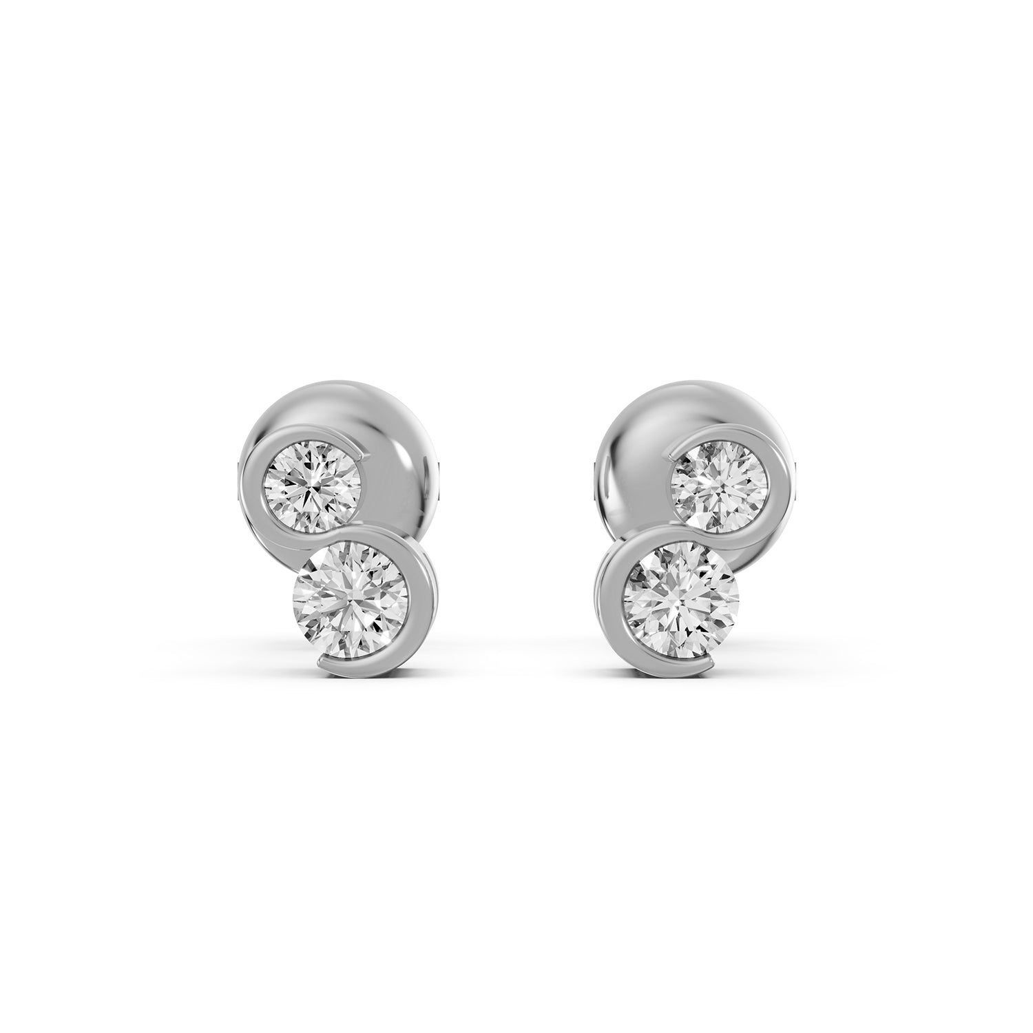 Dual Round Lab-Grown Diamond Stud Earrings