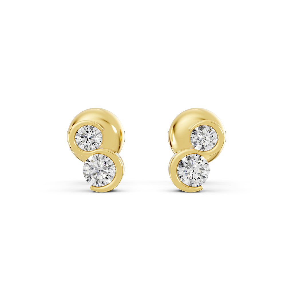 Dual Round Lab-Grown Diamond Stud Earrings