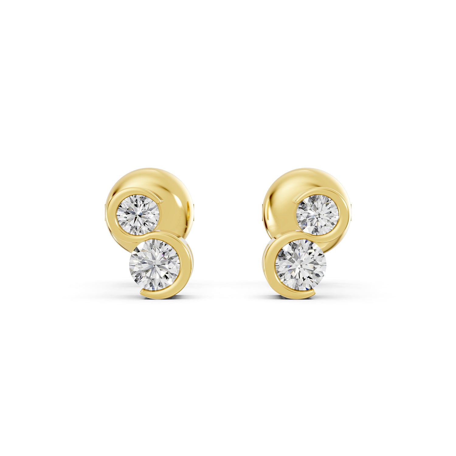 Dual Round Lab-Grown Diamond Stud Earrings