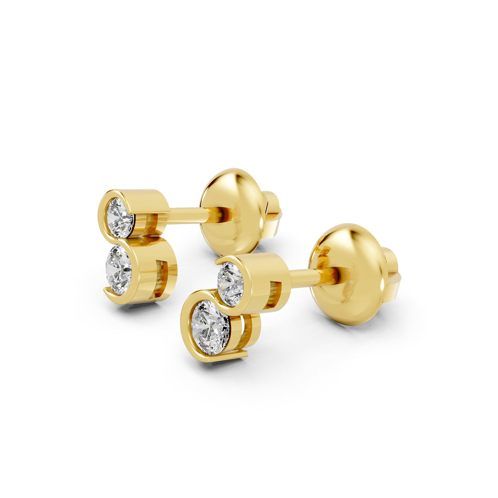 Dual Round Lab-Grown Diamond Stud Earrings