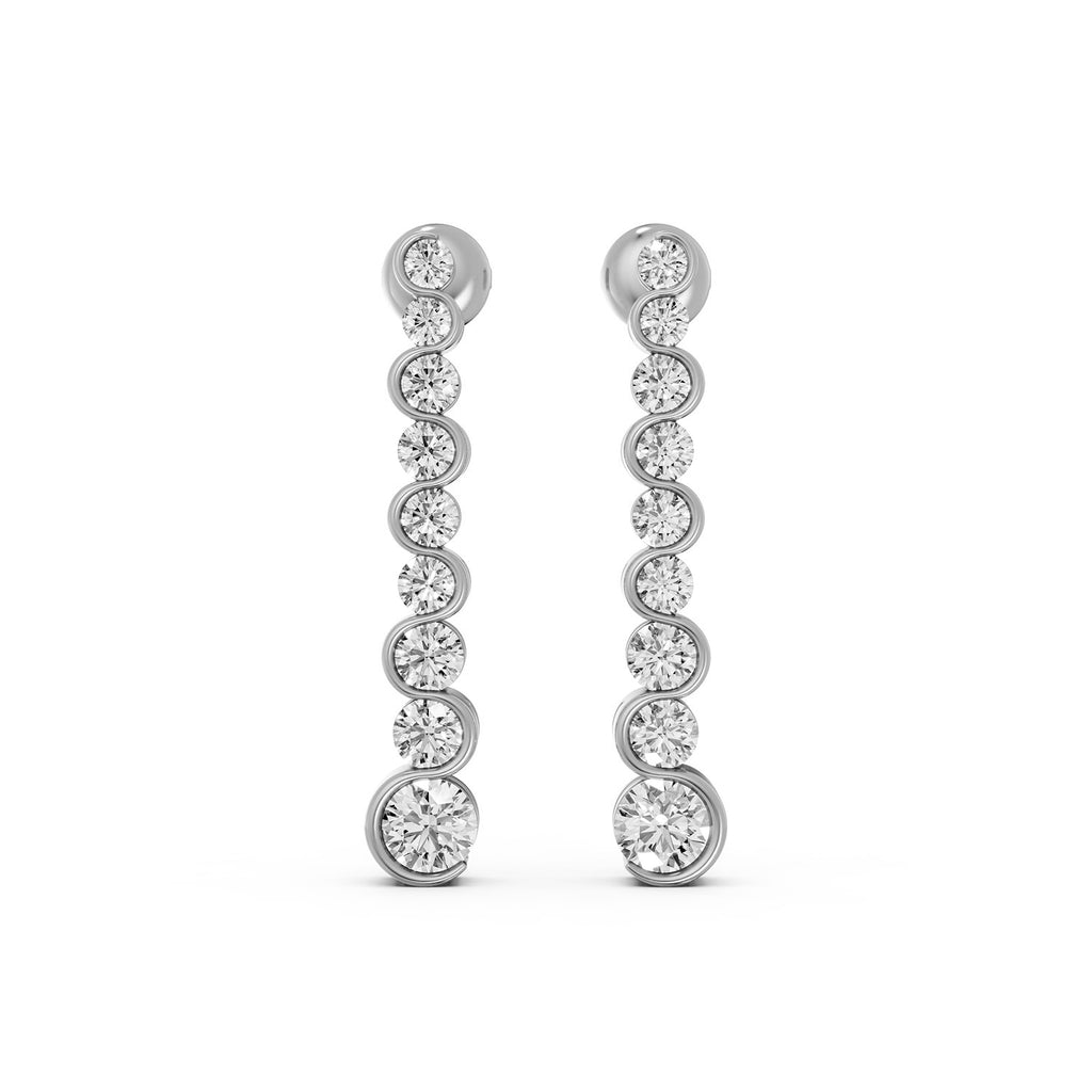 Graduated Round Lab-Grown Diamond Drop Earrings