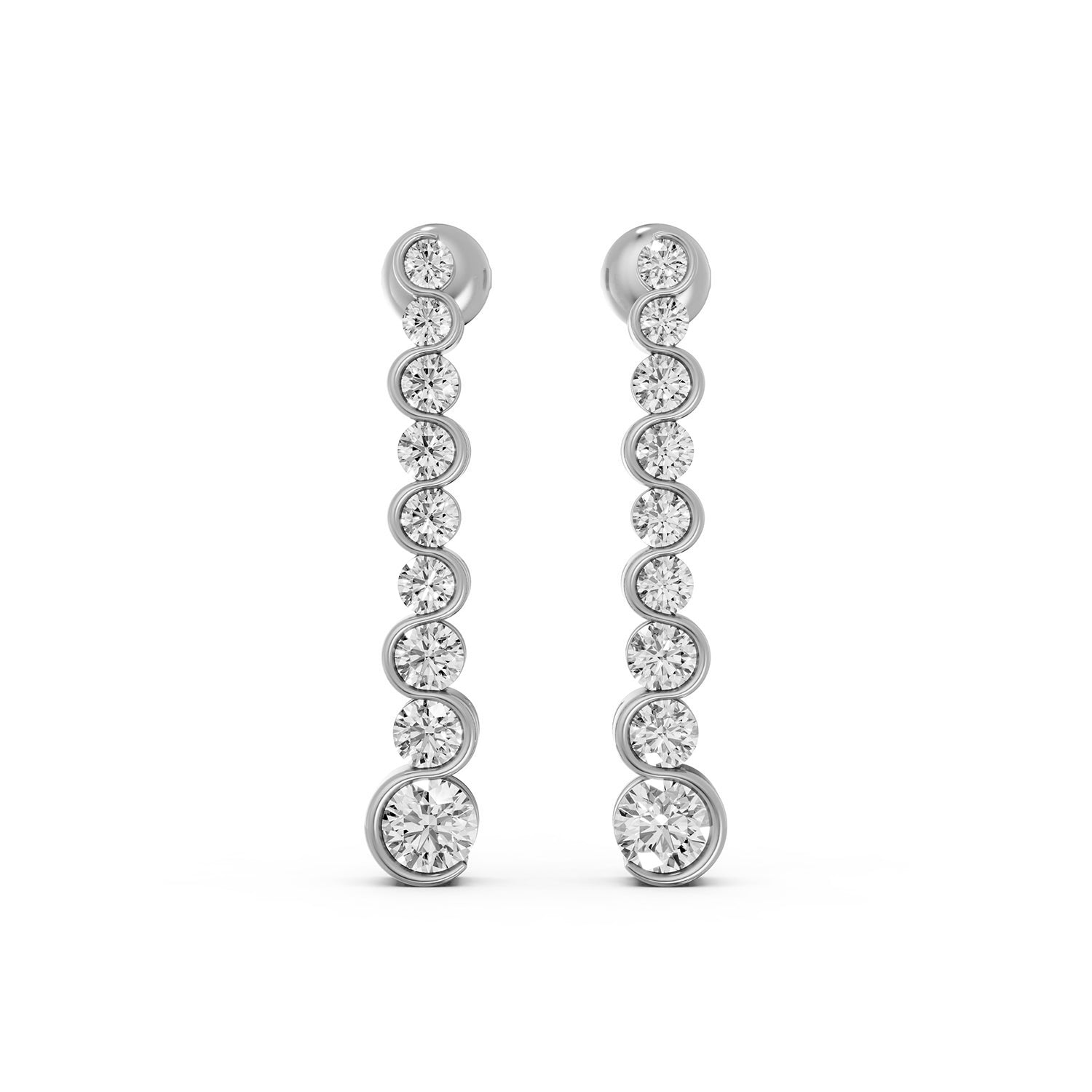 Graduated Round Lab-Grown Diamond Drop Earrings