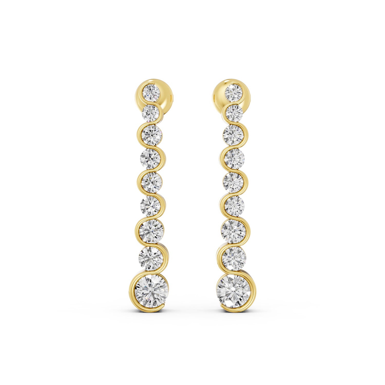 Graduated Round Lab-Grown Diamond Drop Earrings