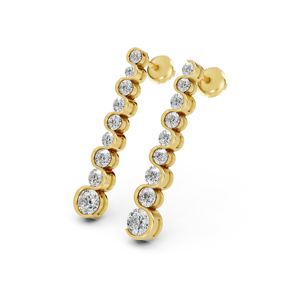 Graduated Round Lab-Grown Diamond Drop Earrings