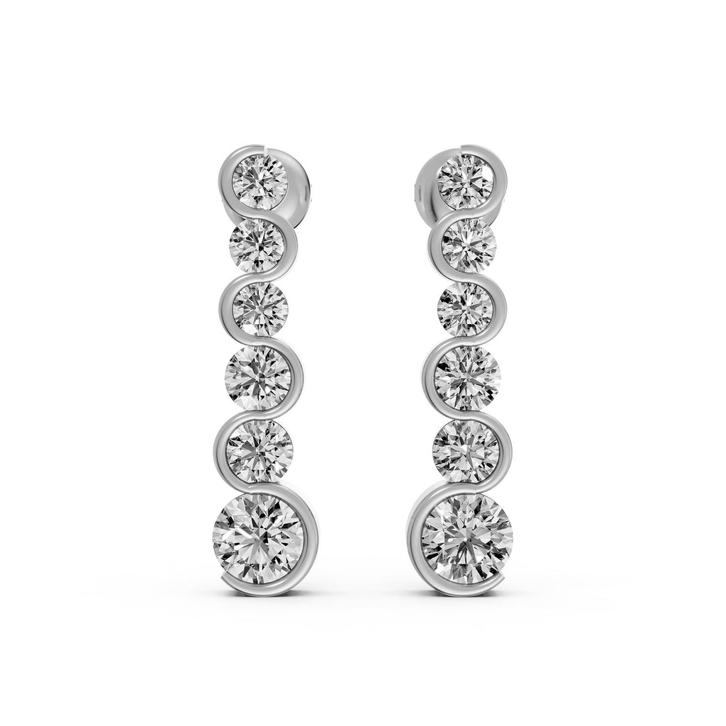 Graduated Bezel-Set Lab-Grown Diamond Drop Earrings