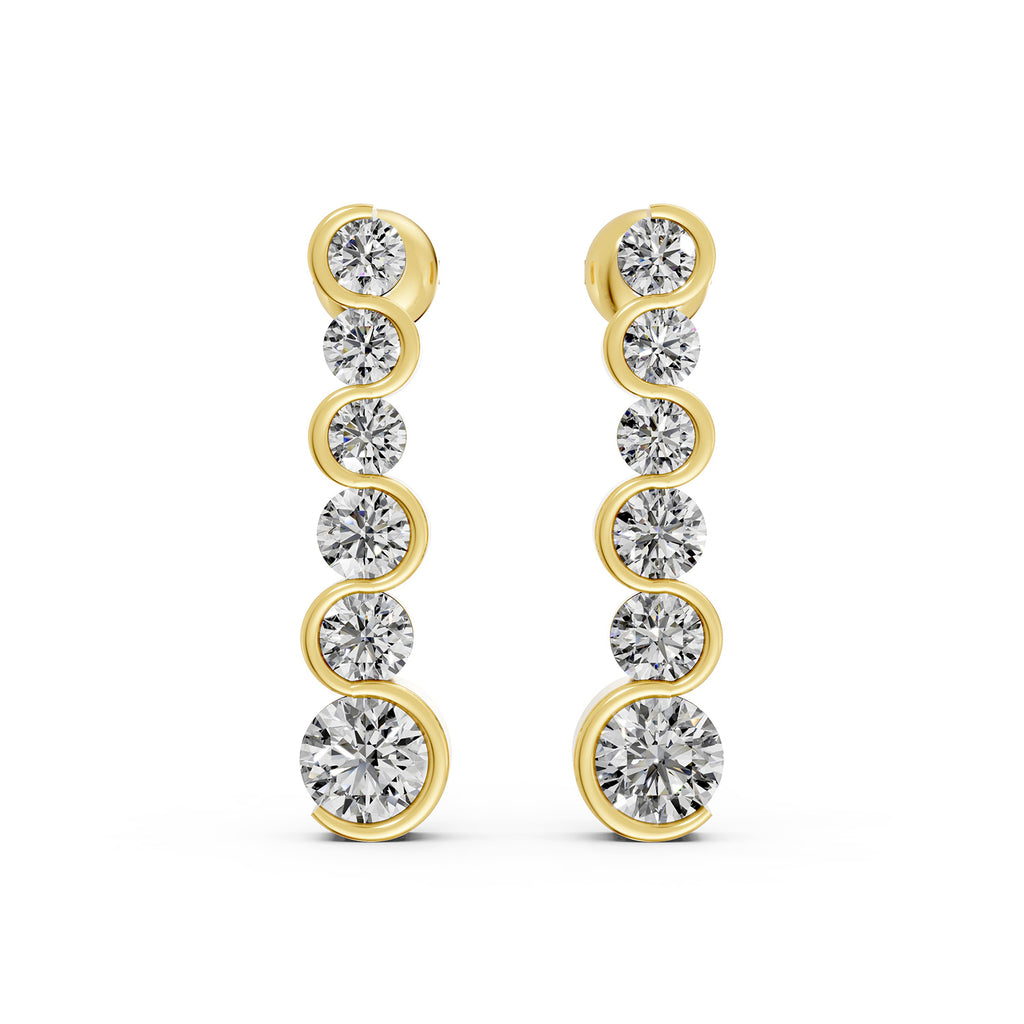 Graduated Bezel-Set Lab-Grown Diamond Drop Earrings