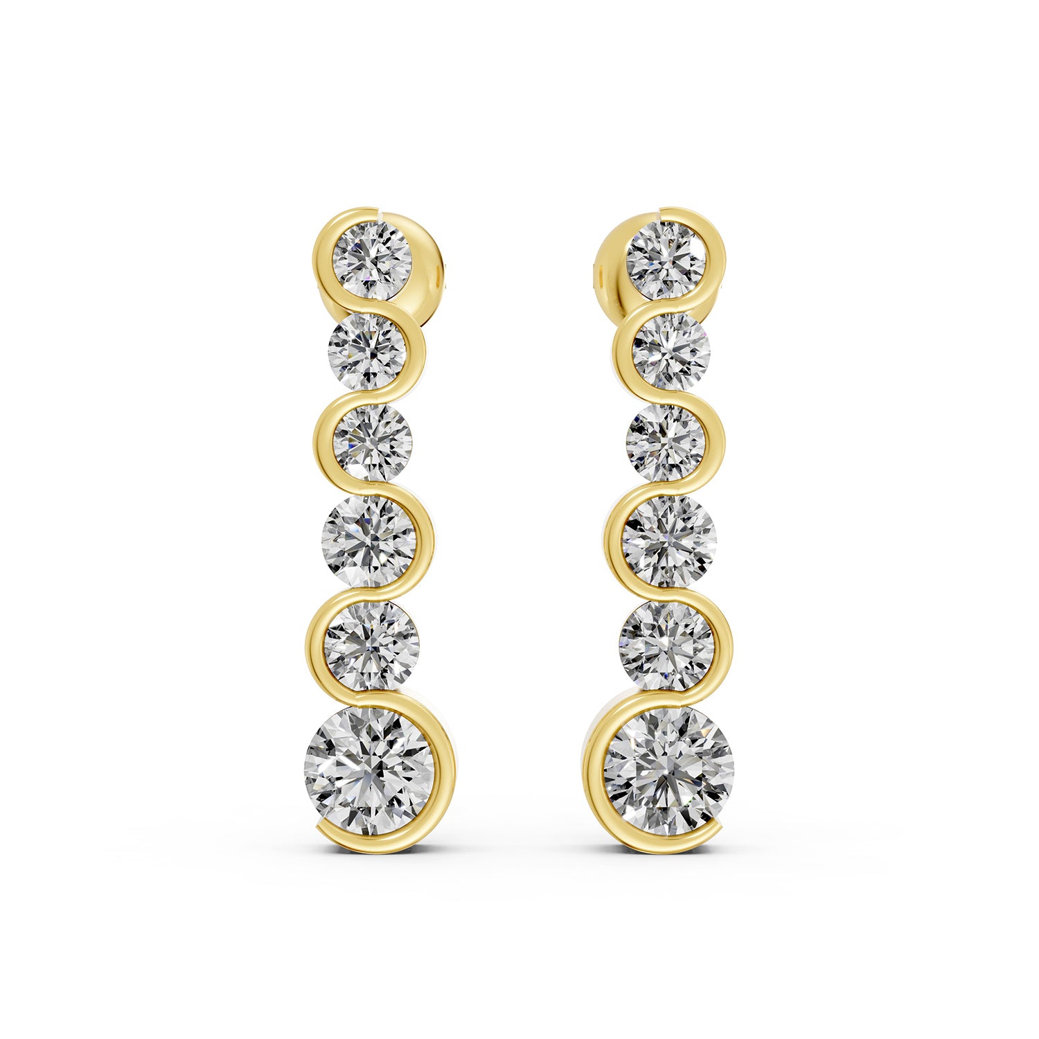 Graduated Bezel-Set Lab-Grown Diamond Drop Earrings